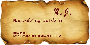 Macskásy Jolán névjegykártya