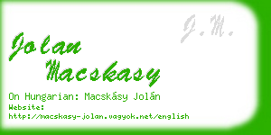jolan macskasy business card