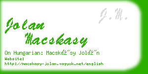 jolan macskasy business card